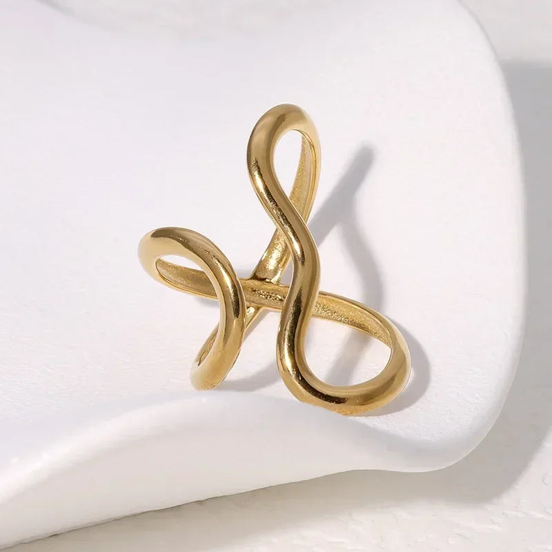 Tidal Vibes Irregular Stainless Steel Gold Color R