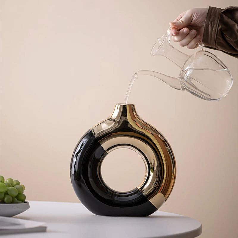 Tidal Vibes Ceramic Flower Vases For Living Room Luxury