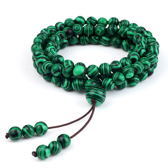 Tidal Vibes mens-natural-stone-malachite-108-beaded-necklace