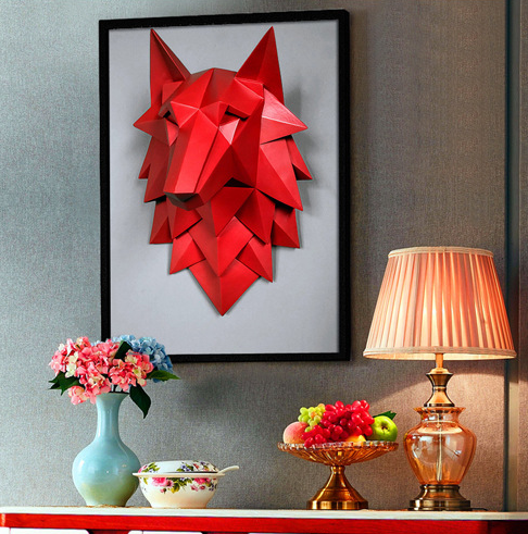Tidal Vibes geometric-wolf-head-wall-decor-for-living-room