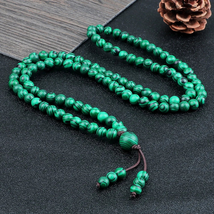 Tidal Vibes mens-natural-stone-malachite-108-beaded-necklace