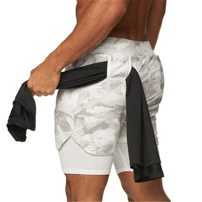 2024 Summer Running Shorts Men 2 in 1 Sports Jogging Fitness Shorts Training Quick Dry Mens Gym Men Shorts Sport gym Short Pants