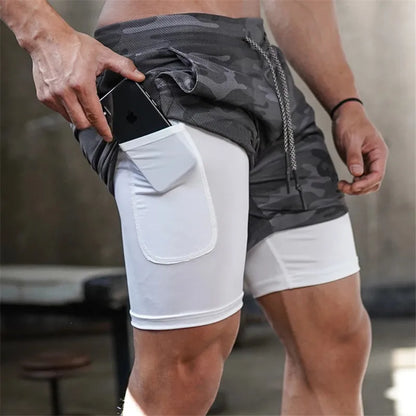 2024 Summer Running Shorts Men 2 in 1 Sports Jogging Fitness Shorts Training Quick Dry Mens Gym Men Shorts Sport gym Short Pants