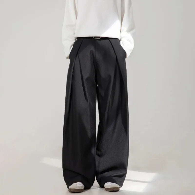 Tidal Vibes mens-wide-leg-trousers-high-waist-pleated-casual-pants