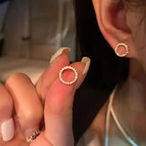 Tidal Vibes Gold Circle Stud Earrings Crystal Women