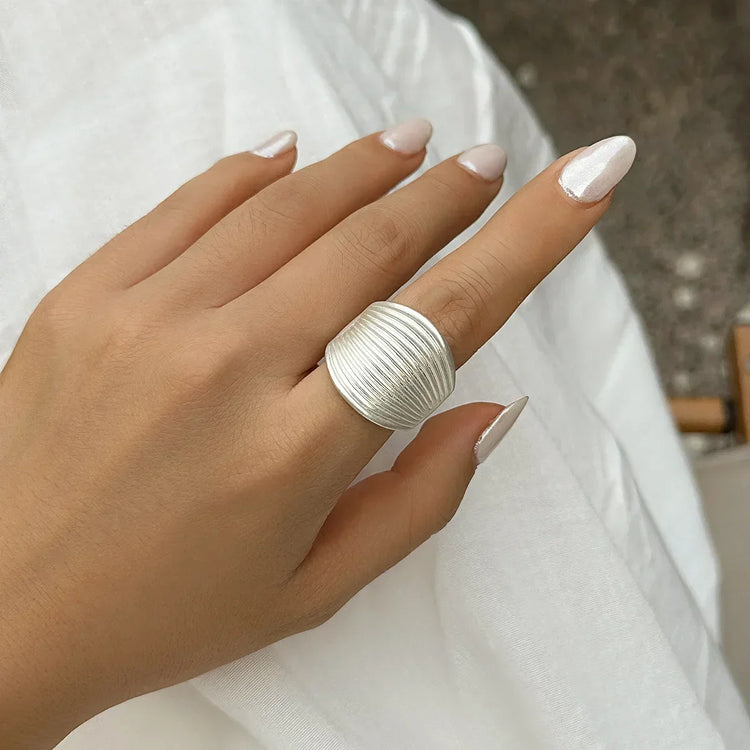 Tidal Vibes irregular-chunky-big-geometric-gold-silver-color-rings-for-women-