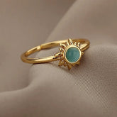 Tidal Vibes Gold Heart Stainless Steel Ring Women