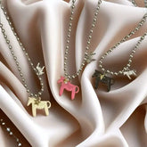 Tidal Vibes Enamel Horse Pendant Necklace Colorful
