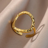 Tidal Vibes Gold Heart Stainless Steel Ring Women
