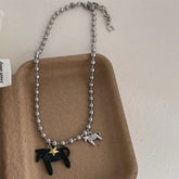 Tidal Vibes Enamel Horse Pendant Necklace Colorful
