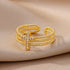 Tidal Vibes Gold Heart Stainless Steel Ring Women
