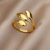 Tidal Vibes Gold Heart Stainless Steel Ring Women