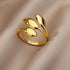 Tidal Vibes Gold Heart Stainless Steel Ring Women