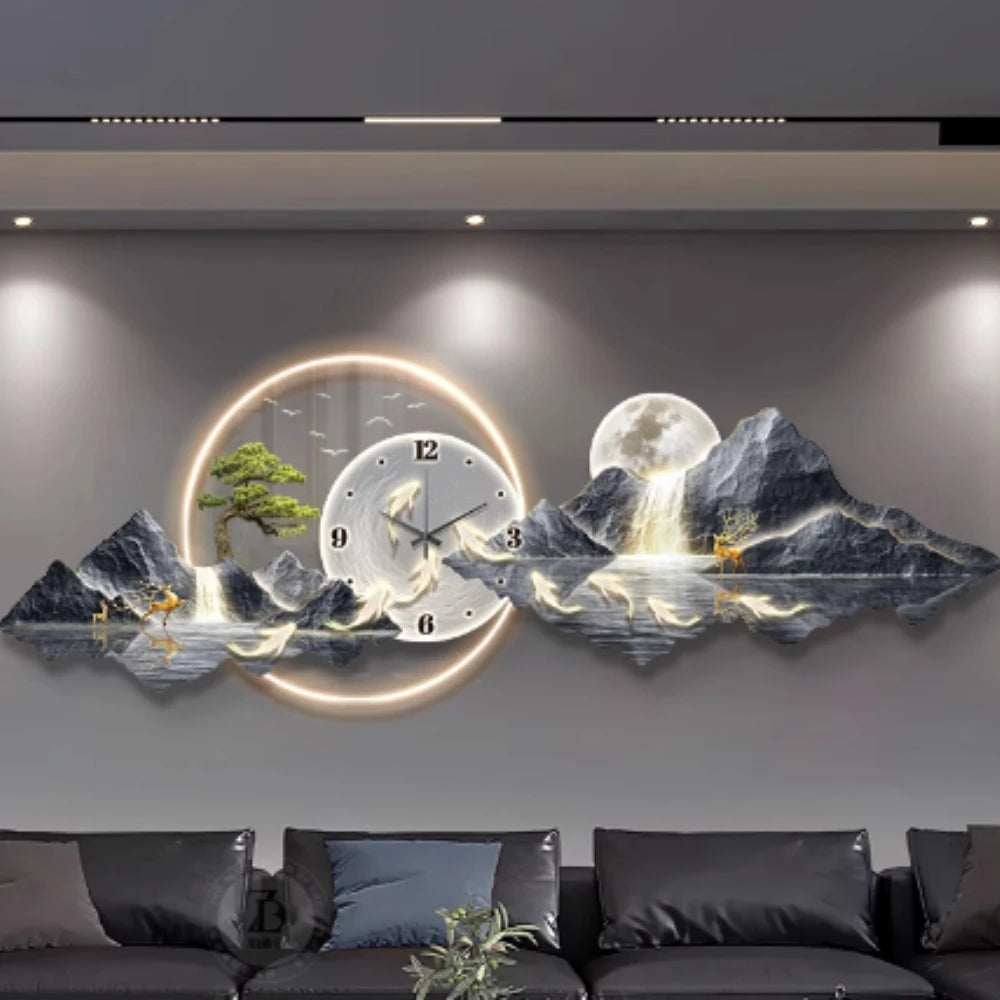 Tidal Vibes nordic-wall-clock-in-the-living-room-led-wall-corner-clock