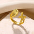Tidal Vibes Gold Heart Stainless Steel Ring Women