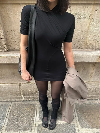 Elegant Minimalist Mini Dress Commute Ruched Chic Designers Women Gown Night Out Bold Female Trendy Gentle Summer Outfits