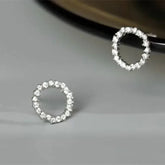Tidal Vibes Gold Circle Stud Earrings Crystal Women