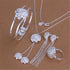 Tidal Vibes 925 Silver Rose Flower Jewelry Set Women