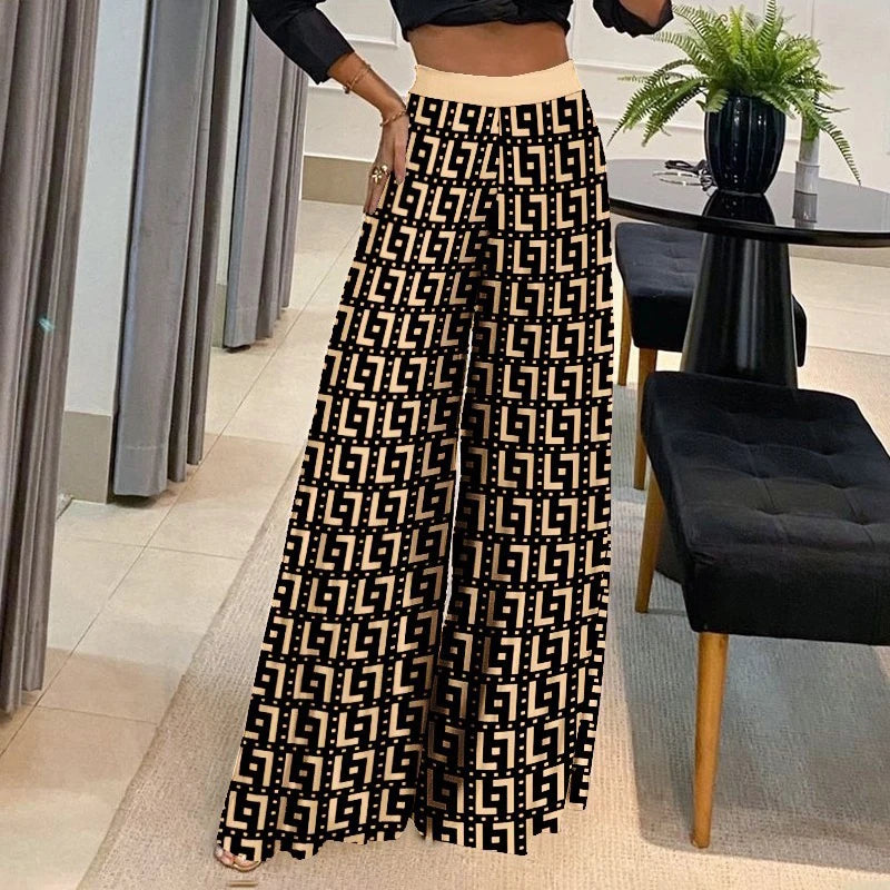Pants Women High Waist Wide Leg Trousers Printed Loose Long Pant 2023 New  Ladies Casual Fashion Commuter Vacation Party  MsChuh