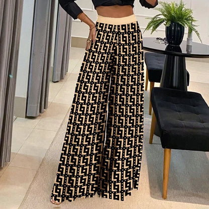 Pants Women High Waist Wide Leg Trousers Printed Loose Long Pant 2023 New  Ladies Casual Fashion Commuter Vacation Party  MsChuh