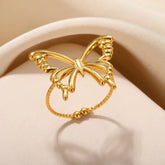 Tidal Vibes Gold Heart Stainless Steel Ring Women