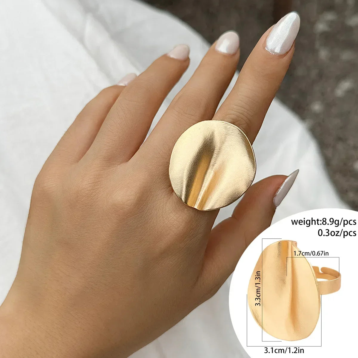 Tidal Vibes irregular-chunky-big-geometric-gold-silver-color-rings-for-women-