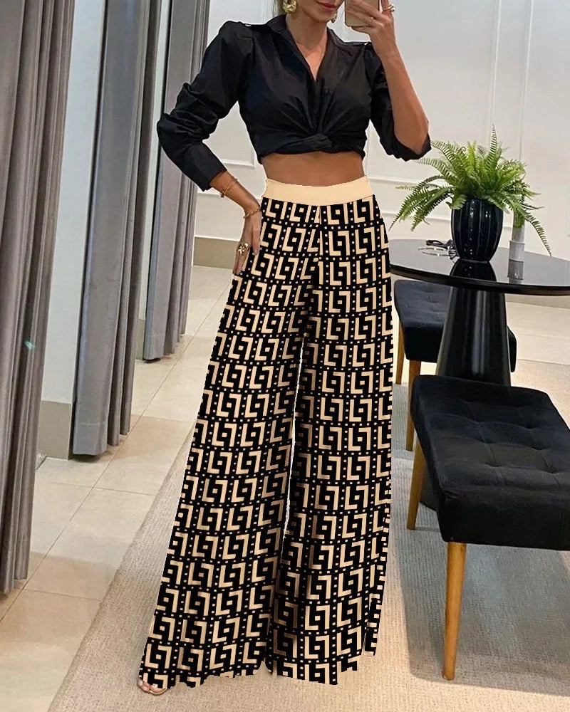 Pants Women High Waist Wide Leg Trousers Printed Loose Long Pant 2023 New  Ladies Casual Fashion Commuter Vacation Party  MsChuh