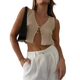 Tidal Vibes crop-top-women-tops-2025-kintted-sweater-vest-solid-women-summer