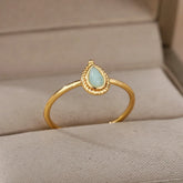 Tidal Vibes Gold Heart Stainless Steel Ring Women