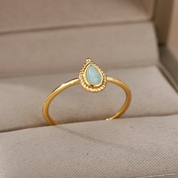 Tidal Vibes Gold Heart Stainless Steel Ring Women