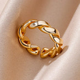 Tidal Vibes Gold Heart Stainless Steel Ring Women