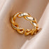 Tidal Vibes Gold Heart Stainless Steel Ring Women