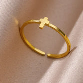 Tidal Vibes Gold Heart Stainless Steel Ring Women