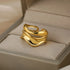 Tidal Vibes Gold Heart Stainless Steel Ring Women