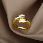 Tidal Vibes Gold Heart Stainless Steel Ring Women
