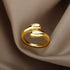 Tidal Vibes Gold Heart Stainless Steel Ring Women