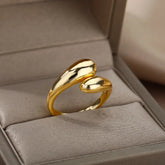 Tidal Vibes Gold Heart Stainless Steel Ring Women