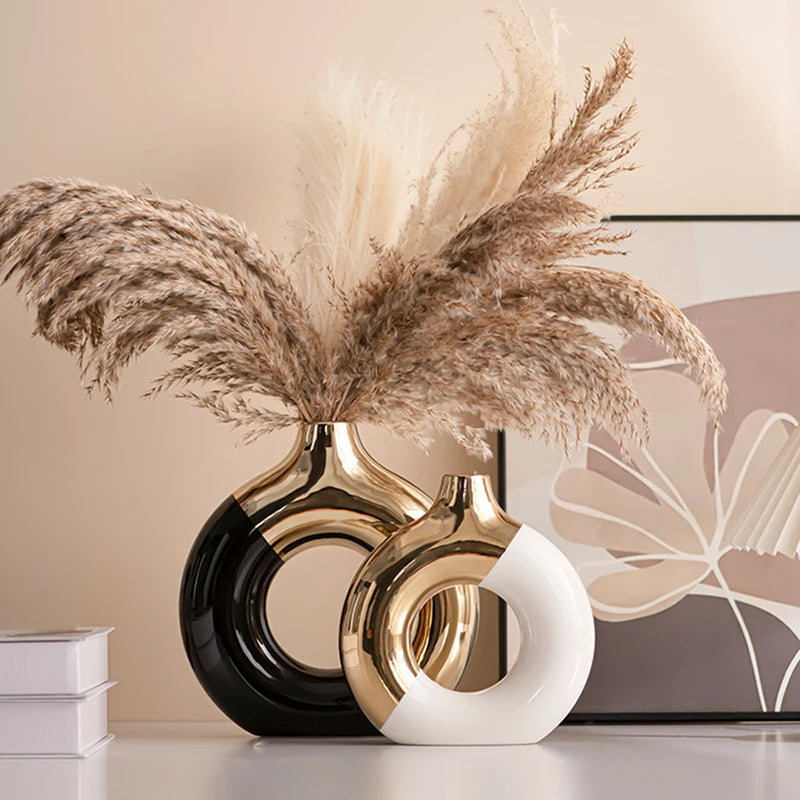 Tidal Vibes Ceramic Flower Vases For Living Room Luxury