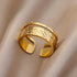 Tidal Vibes Gold Heart Stainless Steel Ring Women