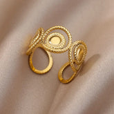 Tidal Vibes Gold Heart Stainless Steel Ring Women