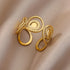 Tidal Vibes Gold Heart Stainless Steel Ring Women