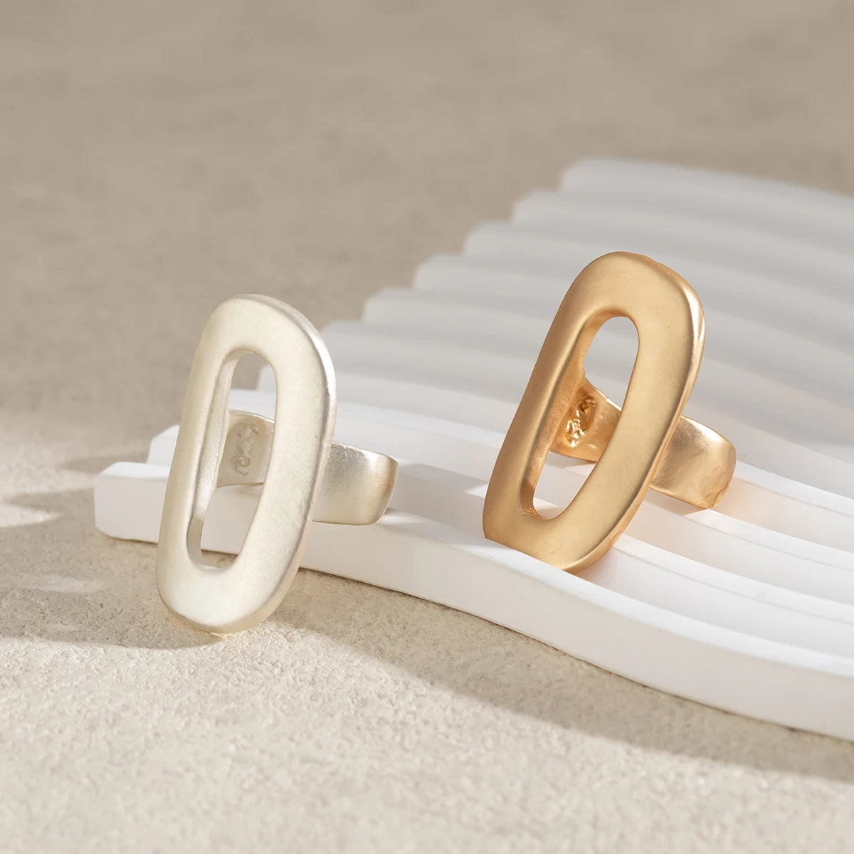 Tidal Vibes exaggerated-big-hollow-out-geometric-oval-rings-