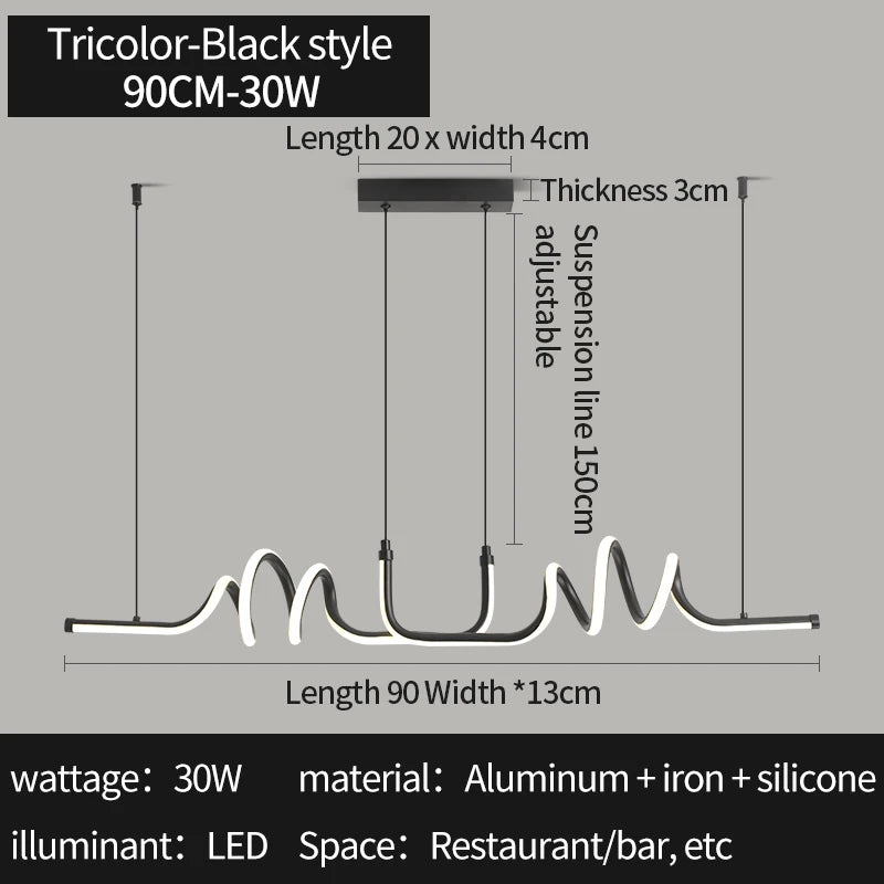 Tidal Vibes pendant-light-black-led-chandelier-modern-minimalist-dinin