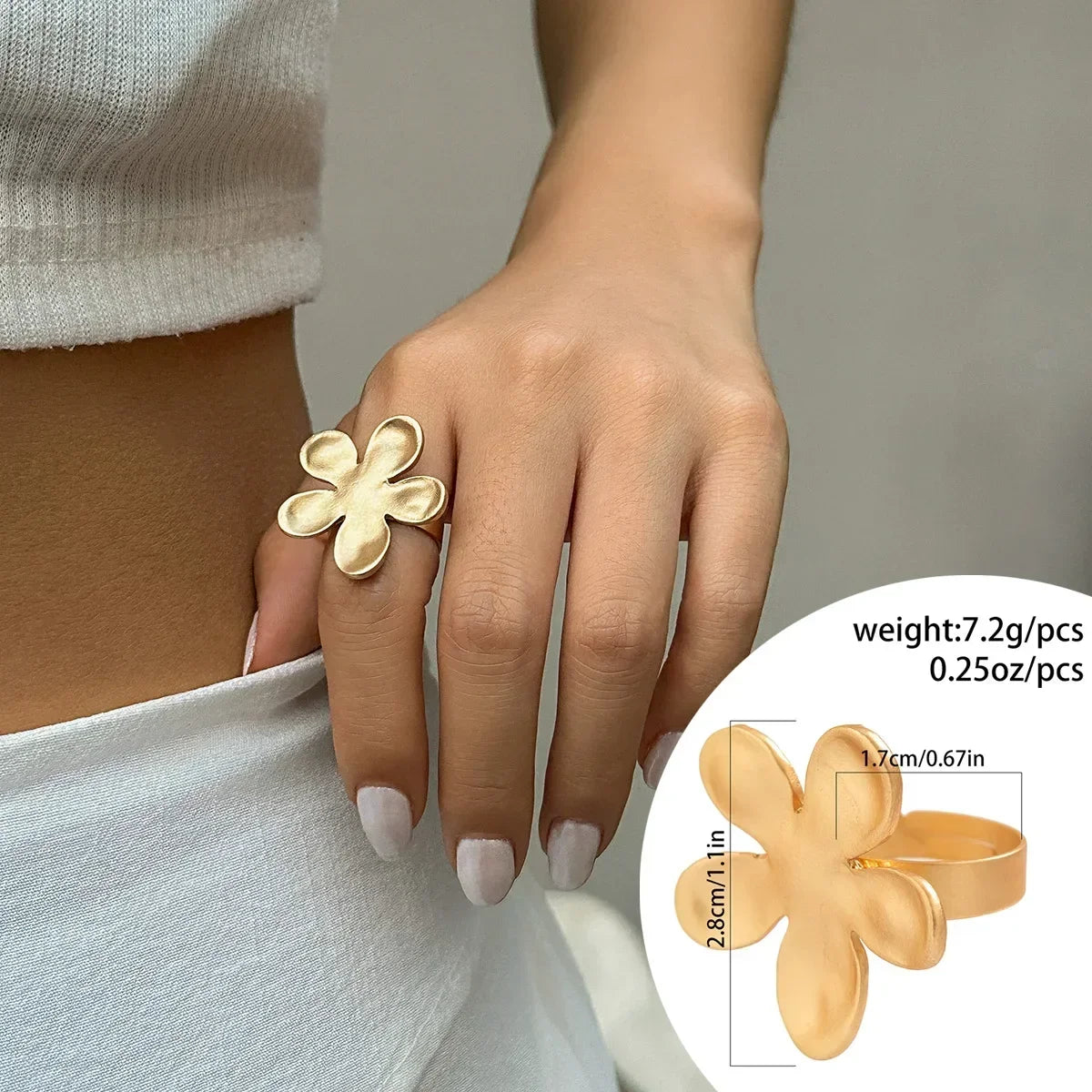 Tidal Vibes irregular-chunky-big-geometric-gold-silver-color-rings-for-women-