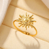 Tidal Vibes Gold Heart Stainless Steel Ring Women