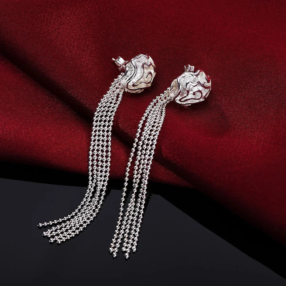 Tidal Vibes 925 Silver Rose Flower Jewelry Set Women