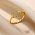 Tidal Vibes Gold Heart Stainless Steel Ring Women