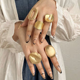 Tidal Vibes irregular-chunky-big-geometric-gold-silver-color-rings-for-women-