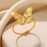 Tidal Vibes Gold Heart Stainless Steel Ring Women