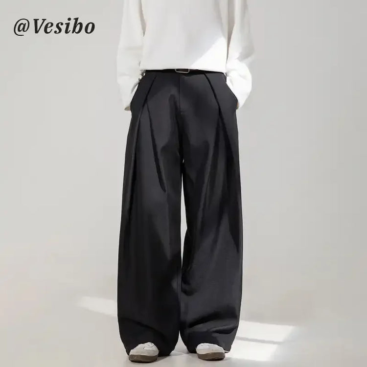 Tidal Vibes mens-wide-leg-trousers-high-waist-pleated-casual-pants